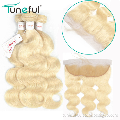 Cheap Indian Human Hair Deep Wave Bundles With Hd Lace Closure, 613 Hair Bundles With Transparent Lace Hd Frontals